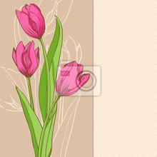 Фотообои - Иллюстрация с розовыми тюльпанами