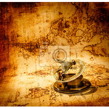 Фотообои - Винтажный компас и старая карта