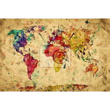 Креативные фотообои с винтажной картой мира