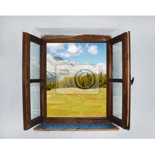 Фотообои "Открытое фальш окно с видом на пейзаж"