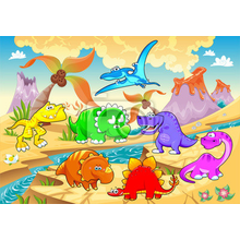 Фотообои в детскую - Разноцветные динозавры