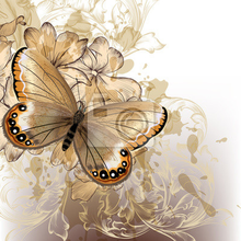 Арт-обои - Бежевая бабочка