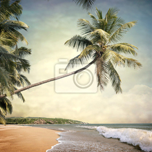 Фотообои - Винтажный пляж с пальмой