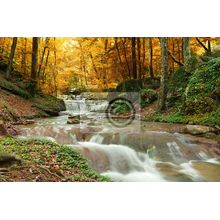 Фотообои - Водопад в осеннем лесу