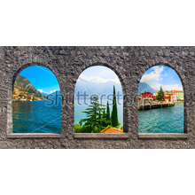 Фотообои 3 арки с видом на морской пейзаж