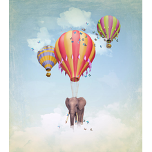 Слон на воздушном шаре — Обои на стену