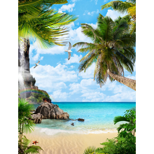 Фотообои с тропическим пляжем и пальмами