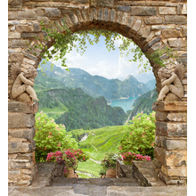 Обои на стену с аркой и видом на горы