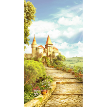 Фотообои с дорогой через парк к старинному замку