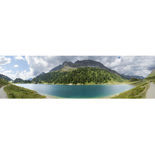 Фотообои "Альпийский горный пейзаж с озером"