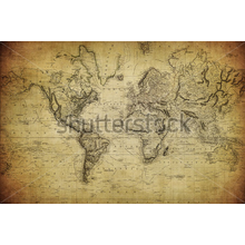 Фотообои "Старинная карта мира 1814г."