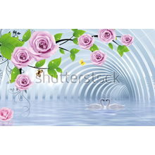 Фотообои 3Д с розами (арочный тоннель)