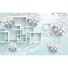 Фотообои 3Д с белыми цветами