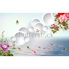 Фотообои 3Д с красочными цветами