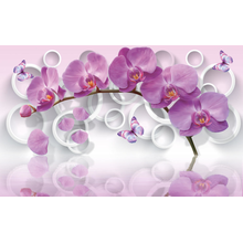 3Д Обои с орхидеями и бабочками