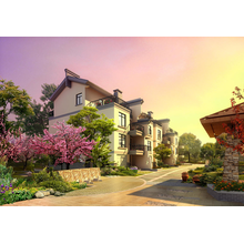 Фотообои с красивым домом на зеленой улице