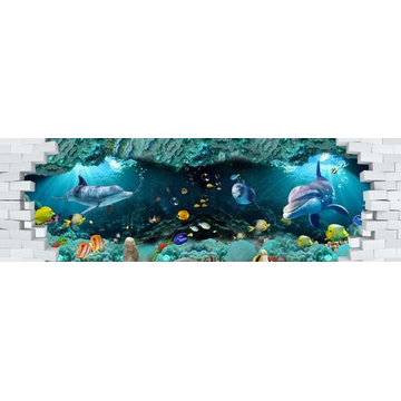 Панорамные 3D-обои с подводным миром.