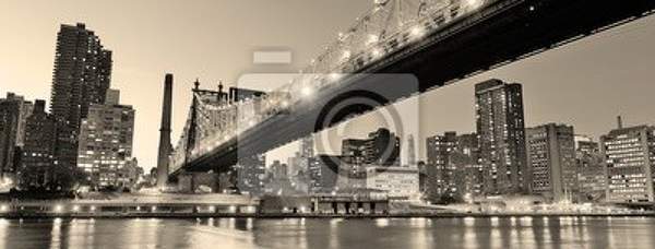 Фотообои с панорамой ночного Нью-Йорка артикул 10000178