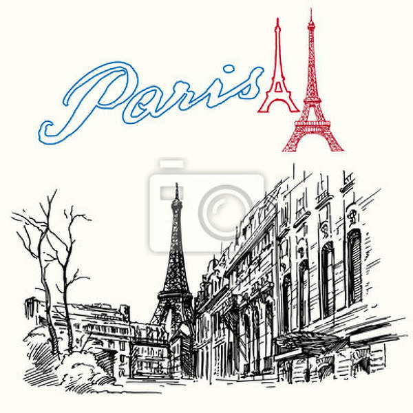 Фотообои - Нарисованный Париж артикул 10007462