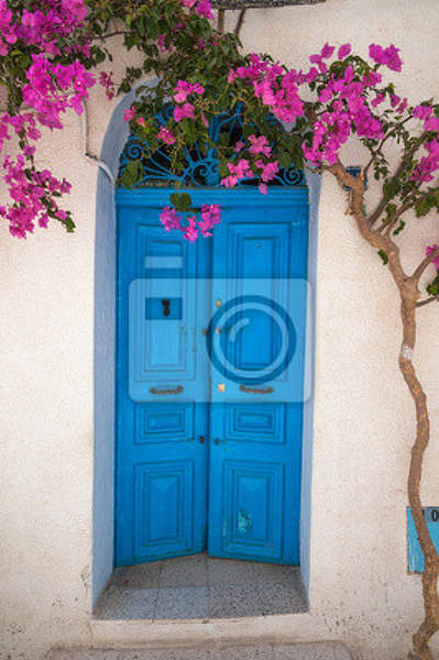 Фотообои с синей дверью артикул 10000910