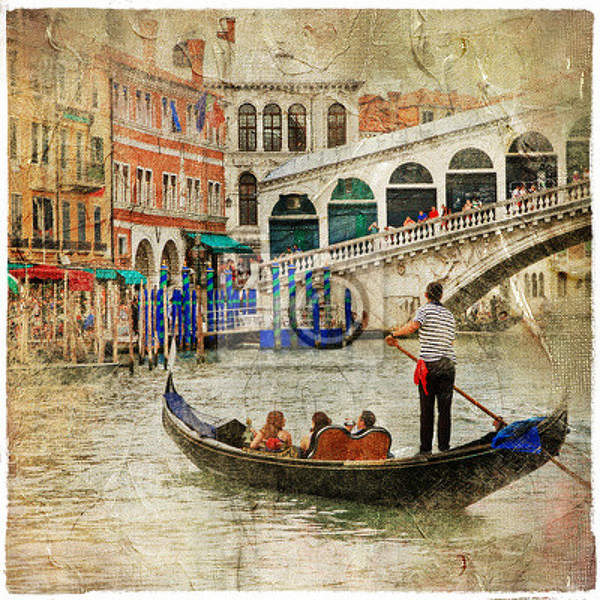 Фотообои с живописной Венецией (винтаж) артикул 10000661