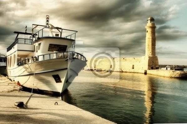 Фотообои - Живописная Греция - корабль и маяк артикул 10000510
