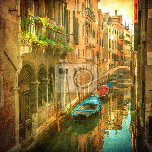 Фотообои с венецианским каналом в ретро стиле артикул 10001173