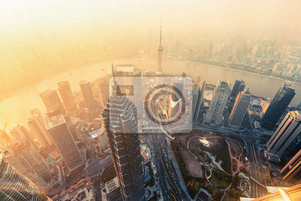 Фотообои - Вид с высоты на Шанхай артикул 10000396