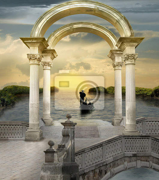Фотообои - Волшебная арка с видом на озеро артикул 10000925