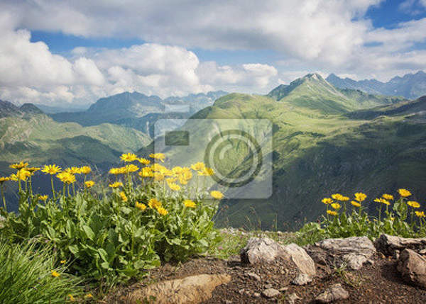 Фотообои на стену с горным пейзажем и облаками артикул 10001449