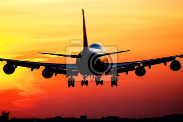 Фотообои: Взлет самолета на закате артикул 10002199