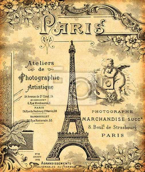 Фотообои - открытка с Парижем артикул 10001772