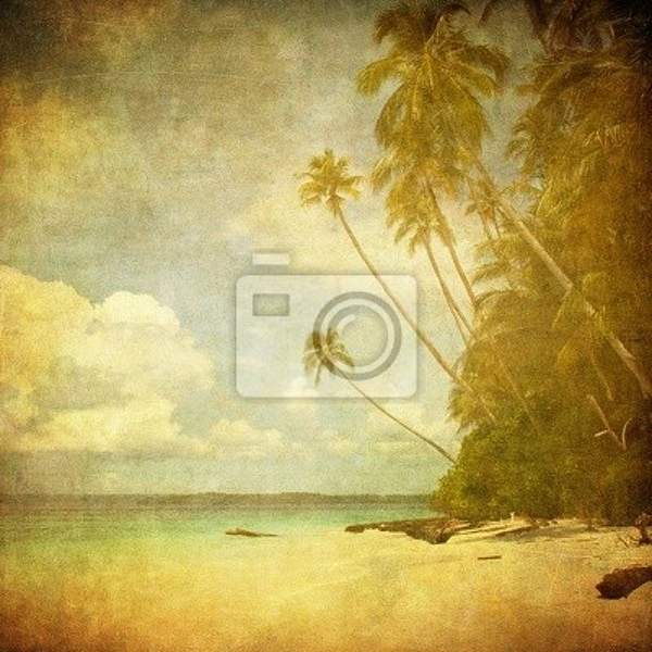 Фотообои с винтажным тропическим пляжем артикул 10001649