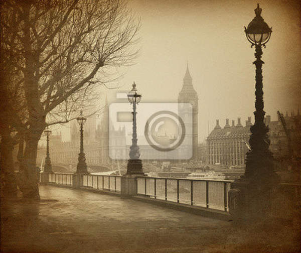 Фотообои с Лондоном в тумане (городской пейзаж) артикул 10001757