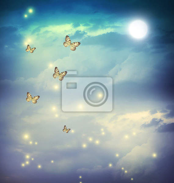 Фотообои с фантастическим пейзажем с бабочками артикул 10001812