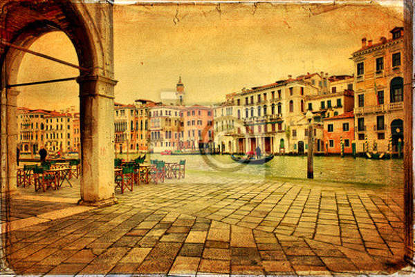 Фотообои на стену с ретро Венецией артикул 10002021