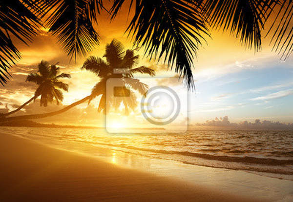 Фотообои с закатом на пляже артикул 10001528