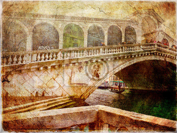 Ретро-обои с венецианским мостом артикул 10002027