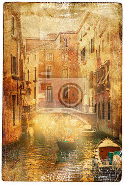 Фотообои с винтажной венецианской открыткой артикул 10001466