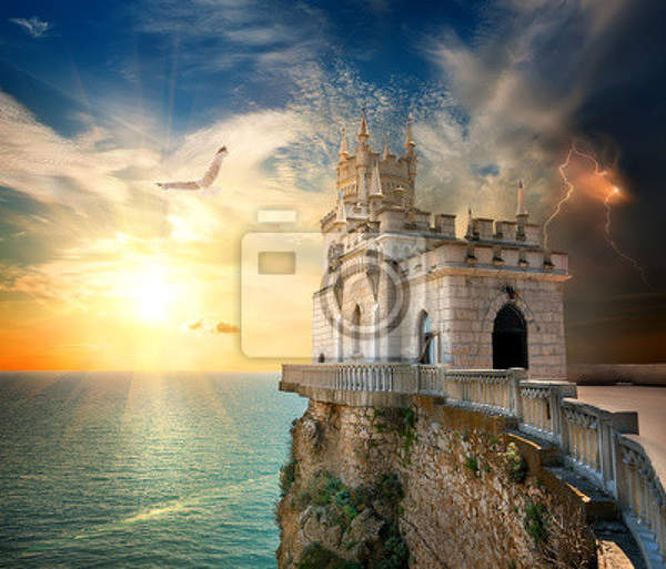 Фотообои с пейзажем - Замок над морем (Ласточкино гнездо) артикул 10001869