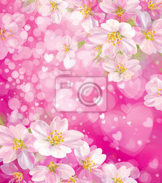 Фотообои с белыми цветами на розовом фоне артикул 10002019
