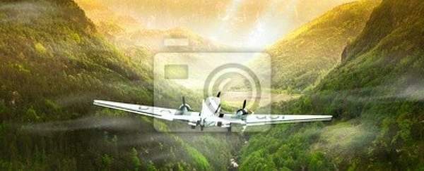 Фотообои с самолетом в горах артикул 10001425