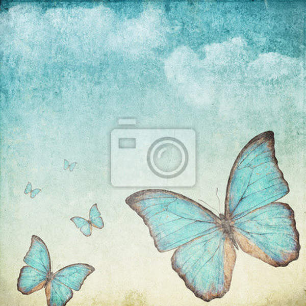 Фотообои с винтажными бабочками артикул 10002319