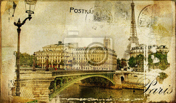 Фотообои "Старая открытка из Парижа" артикул 10002458