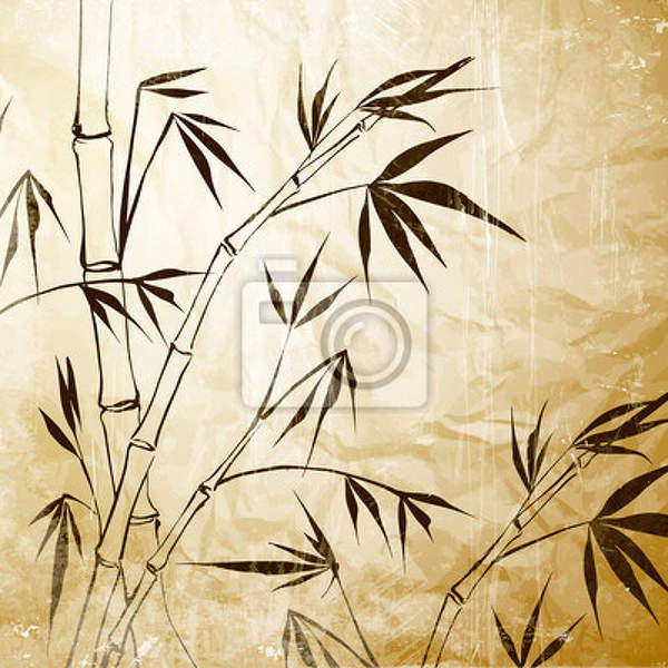 Фотообои - Рисованный бамбук артикул 10002914