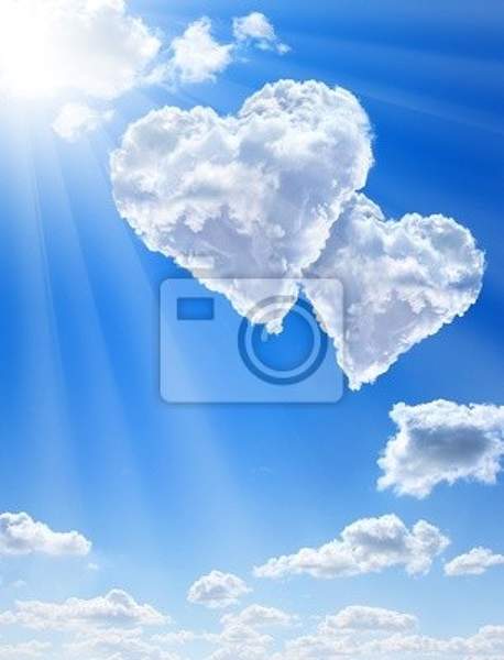 Фотообои "Облака в виде сердец" артикул 10002485