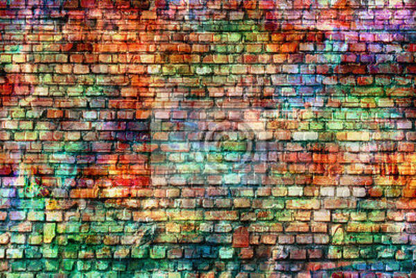 Фотообои "Разноцветная кирпичная стена" (креатив) артикул 10002338