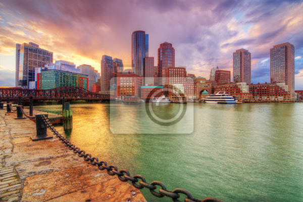 Фотообои "Набережная Бостона на закате" артикул 10002473