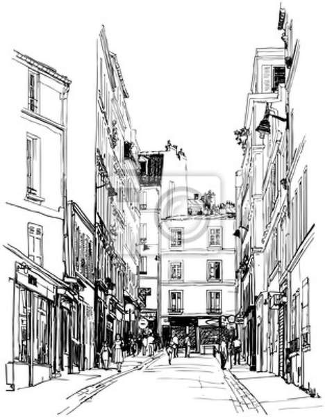 Арт-обои - Рисованная улочка Парижа артикул 10002913