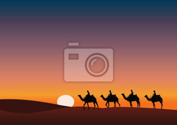 Фотообои "Верблюды в пустыне" артикул 10002306